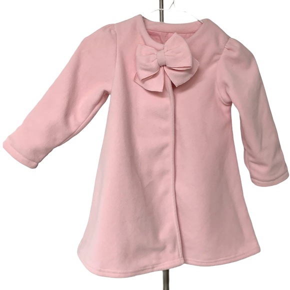 Copper Key Other - COPPER KEY Pink Fleece Bow Velcro PeaCoat -Sz4/5 T